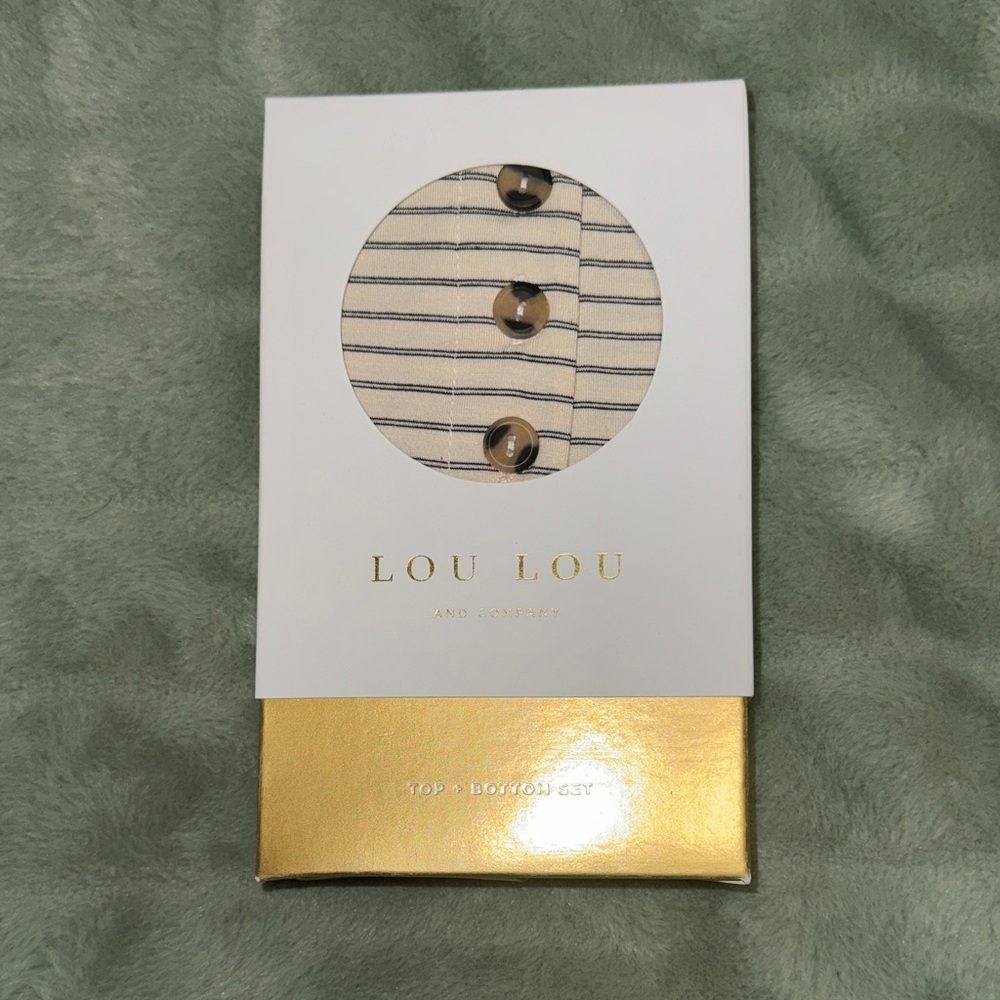 Lou Lou & Company Kids Matching Set - Cream and Black Stripes